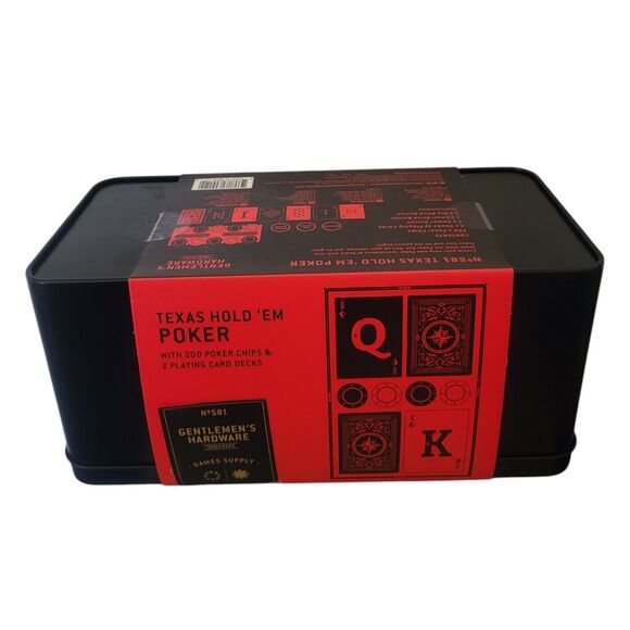 Gentlemen's Hardware Texas Hold 'Em Poker Set Gift Tin - 200 Chips 2 Card Decks - Picture 4 of 8